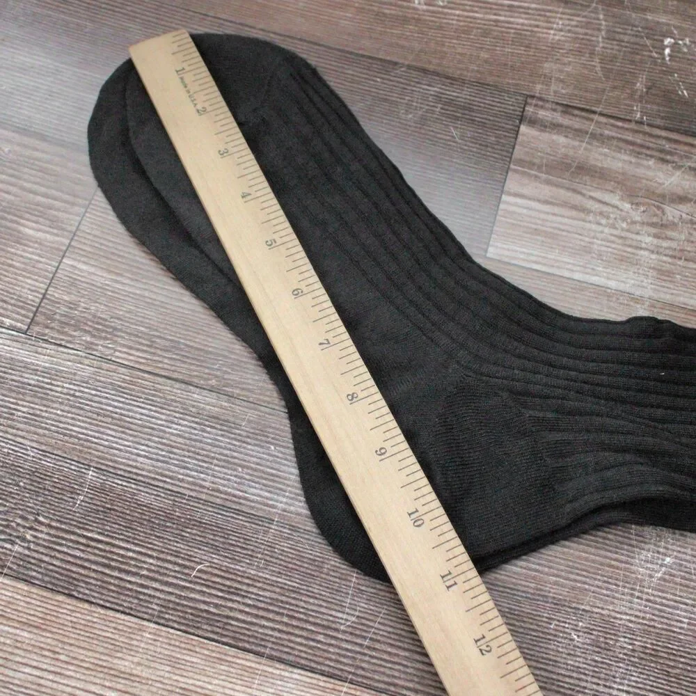 PANTHERELLA MENS M FINE WOOL DRESS SOCKS OVER THE CALF BLACK 6796 LABURNUM NWT